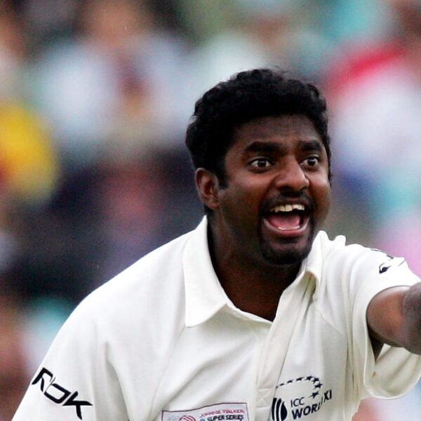 Muttiah Muralitharan Sri Lankan spin bowler celebrating a wicket