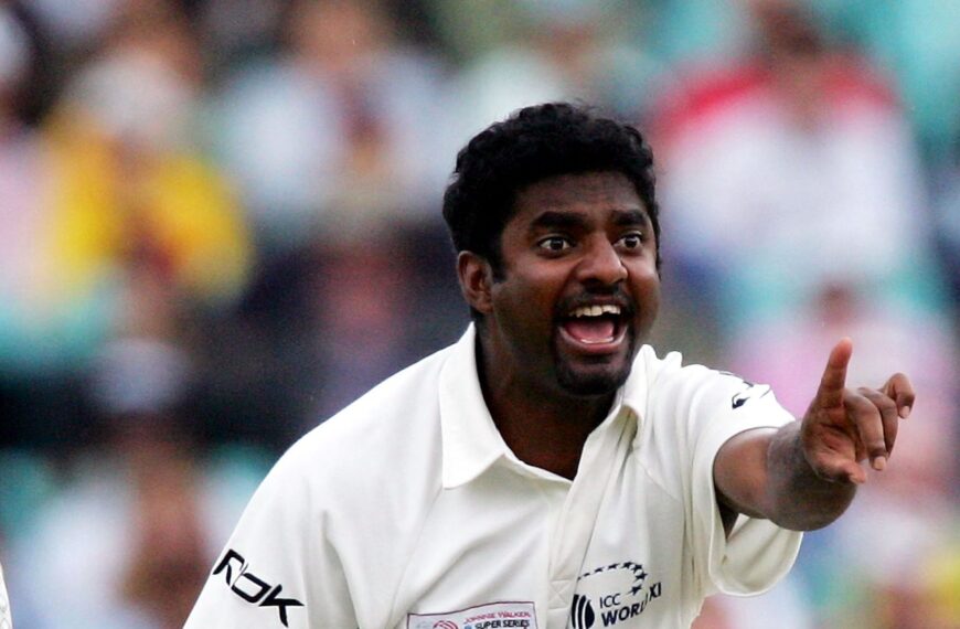 Muttiah Muralitharan Sri Lankan spin bowler celebrating a wicket